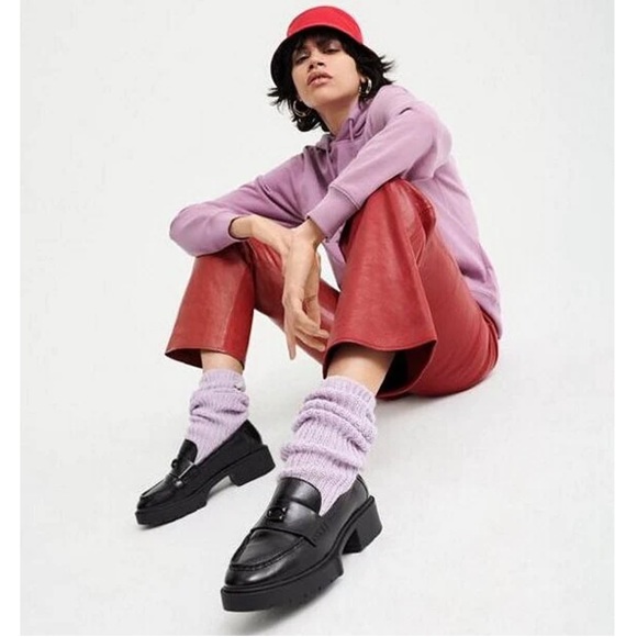 COACH Leah Leather Lug Sole Block Heel Loafers - Picture 2 of 13